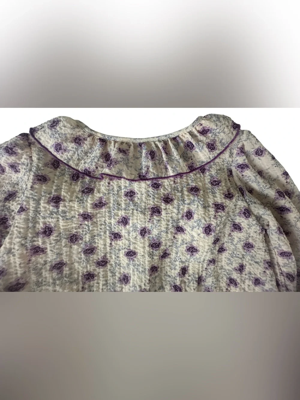 Zara girl’s Cream Dress with Purple Floral Print.  Size 2-3T.